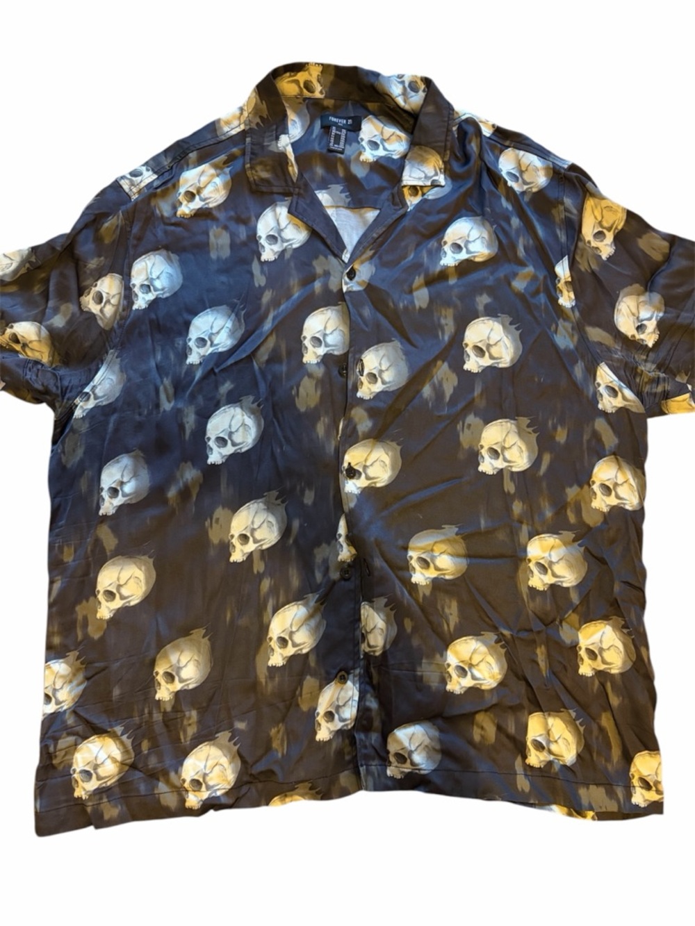 Forever 21 Black Skull Print Shirt